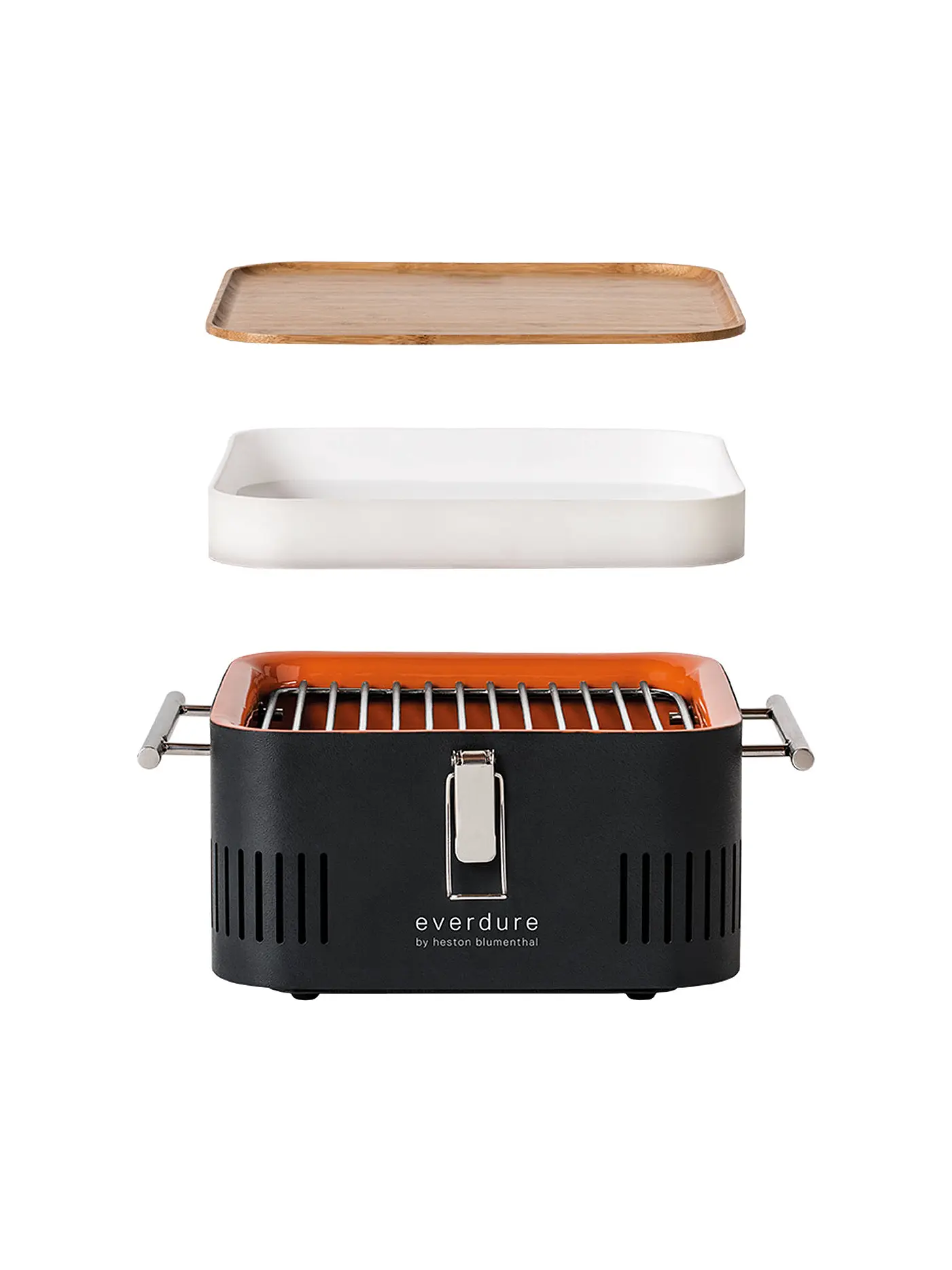 EVERDURE BY HESTON BLUMENTHAL | Tragbarer Holzkohlegrill CUBE Orange | schwarz